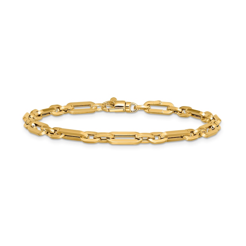 5.0mm Paper Clip and Oval Link Chain Bracelet in Hollow 14K Gold - 7.5"