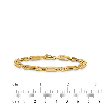 5.0mm Paper Clip and Oval Link Chain Bracelet in Hollow 14K Gold - 7.5"