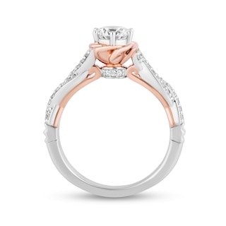 Enchanted Disney Belle 0.95 CT. T.W. Diamond Scallop Edge Twist Shank Engagement Ring in 14K Two-Tone Gold