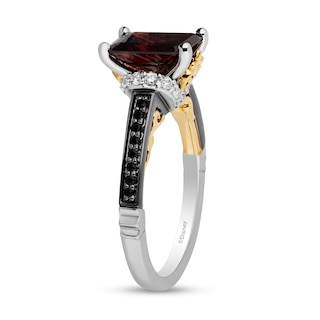 Enchanted Disney Villains Evil Queen Garnet and 0.29 CT. T.W. Diamond Engagement Ring in 14K Two-Tone Gold