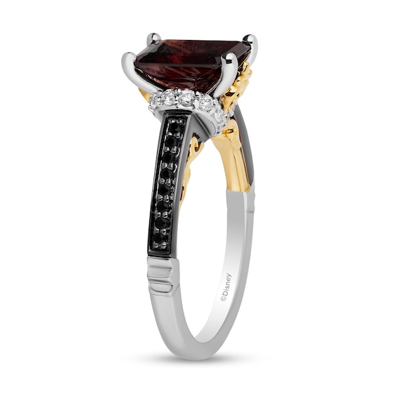 Enchanted Disney Villains Evil Queen Garnet and 0.29 CT. T.W. Diamond Engagement Ring in 14K Two-Tone Gold