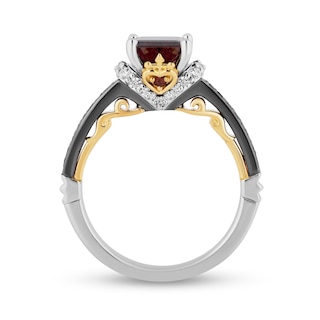 Enchanted Disney Villains Evil Queen Garnet and 0.29 CT. T.W. Diamond Engagement Ring in 14K Two-Tone Gold