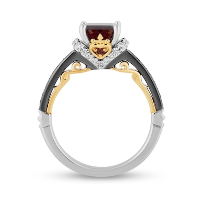 Enchanted Disney Villains Evil Queen Garnet and 0.29 CT. T.W. Diamond Engagement Ring in 14K Two-Tone Gold