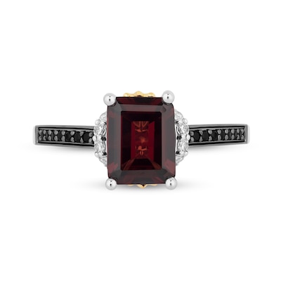 Enchanted Disney Villains Evil Queen Garnet and 0.29 CT. T.W. Diamond Engagement Ring in 14K Two-Tone Gold