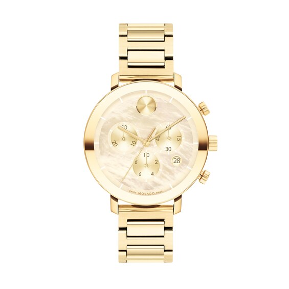 Ladies' Movado Bold® Evolution Gold-Tone IP Chronograph Watch with Mother-of-Pearl Dial (Model: 3600788)