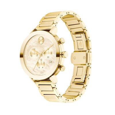 Ladies' Movado Bold® Evolution Gold-Tone IP Chronograph Watch with Mother-of-Pearl Dial (Model: 3600788)