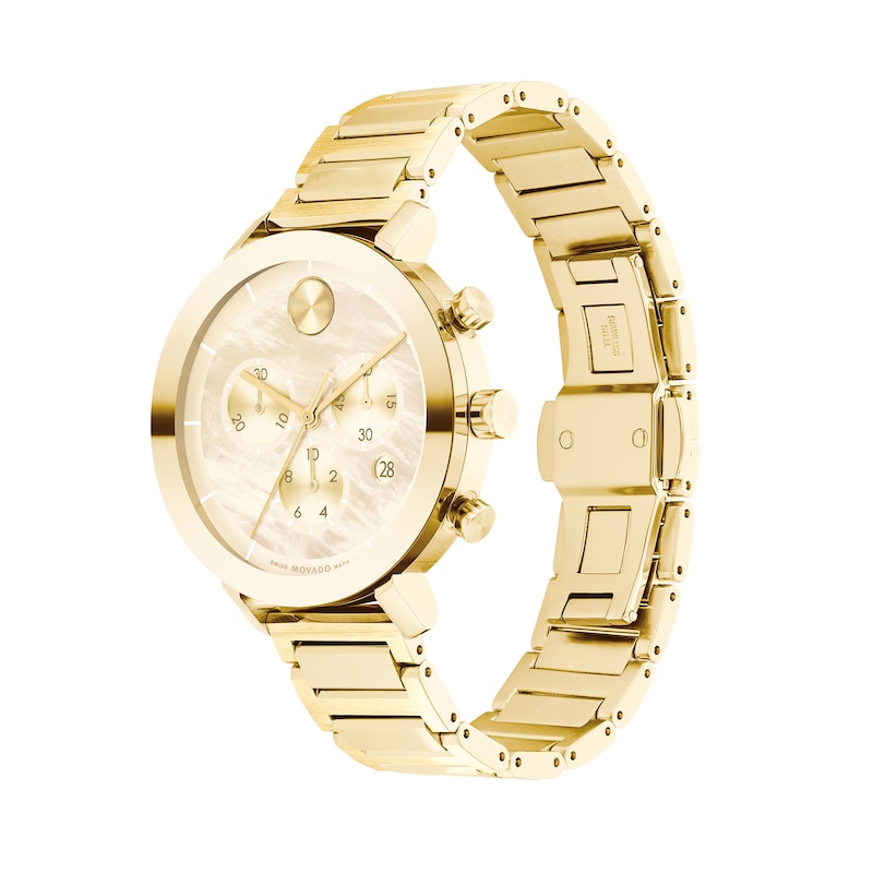 Ladies' Movado Bold® Evolution Gold-Tone IP Chronograph Watch with Mother-of-Pearl Dial (Model: 3600788)|Peoples Jewellers