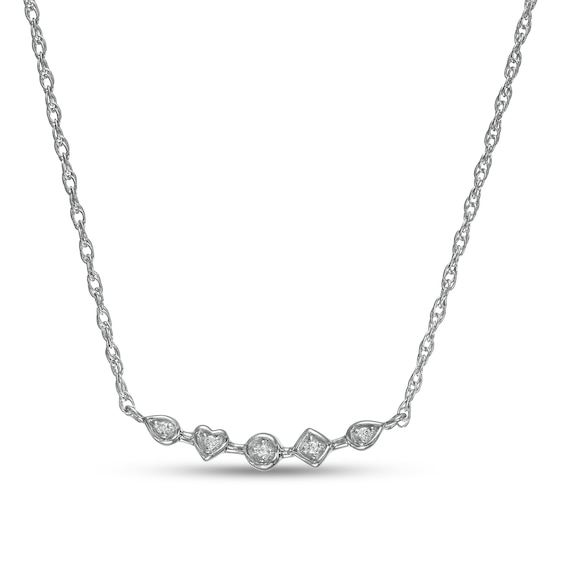 Diamond Accent Five Stone Multi-Shape Necklace in Sterling Silver