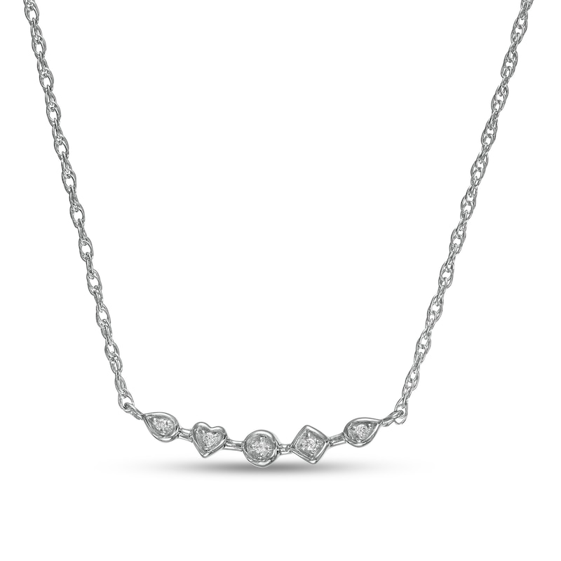 Diamond Accent Five Stone Multi-Shape Necklace in Sterling Silver|Peoples Jewellers