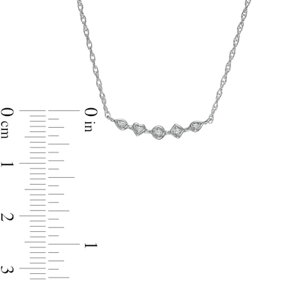 Diamond Accent Five Stone Multi-Shape Necklace in Sterling Silver