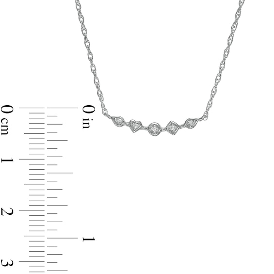 Diamond Accent Five Stone Multi-Shape Necklace in Sterling Silver