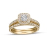 Thumbnail Image 0 of 1.00 CT. T.W. Diamond Cushion-Shaped Frame Bridal Set in 14K Gold