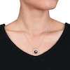 Thumbnail Image 1 of 9.5-10.0mm Black Tahitian Cultured Pearl and White Sapphire Circle Necklace in 10K White Gold