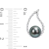 Thumbnail Image 2 of 8.0-8.5mm Black Tahitian Cultured Pearl and White Sapphire Teardrop Earrings in 10K White Gold