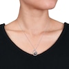 Thumbnail Image 1 of 8.0-8.5mm Black Tahitian Cultured Pearl and White Sapphire Teardrop Pendant in 10K White Gold