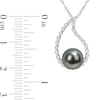 Thumbnail Image 2 of 8.0-8.5mm Black Tahitian Cultured Pearl and White Sapphire Teardrop Pendant in 10K White Gold