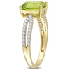 Thumbnail Image 2 of Emerald-Cut Peridot and 0.19 CT. T.W. Diamond Tapered Split Shank Ring in 14K Gold