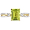 Thumbnail Image 3 of Emerald-Cut Peridot and 0.19 CT. T.W. Diamond Tapered Split Shank Ring in 14K Gold