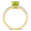 Emerald-Cut Peridot and 0.19 CT. T.W. Diamond Tapered Split Shank Ring in 14K Gold