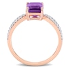 Emerald-Cut Amethyst and 0.19 CT. T.W. Diamond Tapered Split Shank Ring in 14K Rose Gold