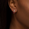 Thumbnail Image 2 of 6.0mm Cushion-Cut Garnet and Diamond Accent Infinity Drop Earrings in 10K Gold