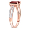 Thumbnail Image 2 of Emerald-Cut Garnet and 0.19 CT. T.W. Diamond Tapered Split Shank Ring in 14K Rose Gold