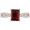 Thumbnail Image 3 of Emerald-Cut Garnet and 0.19 CT. T.W. Diamond Tapered Split Shank Ring in 14K Rose Gold