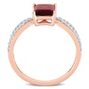 Emerald-Cut Garnet and 0.19 CT. T.W. Diamond Tapered Split Shank Ring in 14K Rose Gold