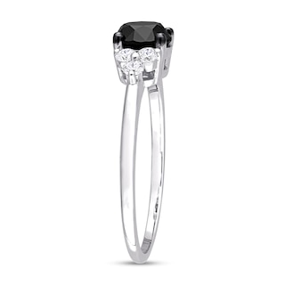 1.21 CT. T.W. Black Enhanced and White Diamond Tri-Sides Engagement Ring in 10K White Gold