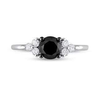 1.21 CT. T.W. Black Enhanced and White Diamond Tri-Sides Engagement Ring in 10K White Gold