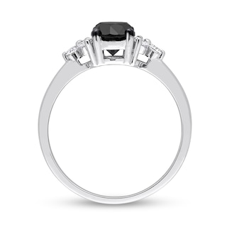 1.21 CT. T.W. Black Enhanced and White Diamond Tri-Sides Engagement Ring in 10K White Gold