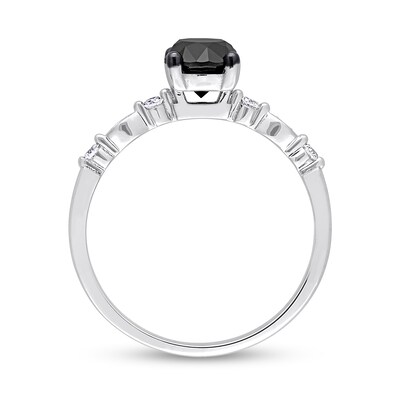 1.09 CT. T.W. Black Enhanced and White Diamond Engagement Ring in 10K White Gold