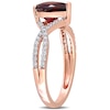 Thumbnail Image 2 of 8.0mm Heart-Shaped Garnet and 0.20 CT. T.W. Diamond Twist Split Shank Ring in 14K Rose Gold