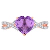 Thumbnail Image 2 of 8.0mm Heart-Shaped Amethyst and 0.20 CT. T.W. Diamond Twist Split Shank Ring in 14K Rose Gold