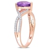 Thumbnail Image 3 of 8.0mm Heart-Shaped Amethyst and 0.20 CT. T.W. Diamond Twist Split Shank Ring in 14K Rose Gold