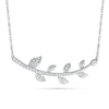 Thumbnail Image 0 of 0.115 CT. T.W. Curved Eight Leaf Branch Necklace in Sterling Silver