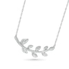 0.115 CT. T.W. Curved Eight Leaf Branch Necklace in Sterling Silver