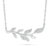 Thumbnail Image 0 of 0.04 CT. T.W. Diamond Seven Leaf Branch Necklace in Sterling Silver