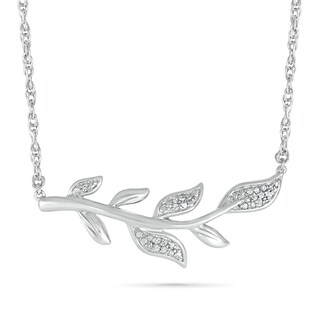 0.04 CT. T.W. Diamond Seven Leaf Branch Necklace in Sterling Silver