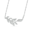 Thumbnail Image 1 of 0.04 CT. T.W. Diamond Seven Leaf Branch Necklace in Sterling Silver