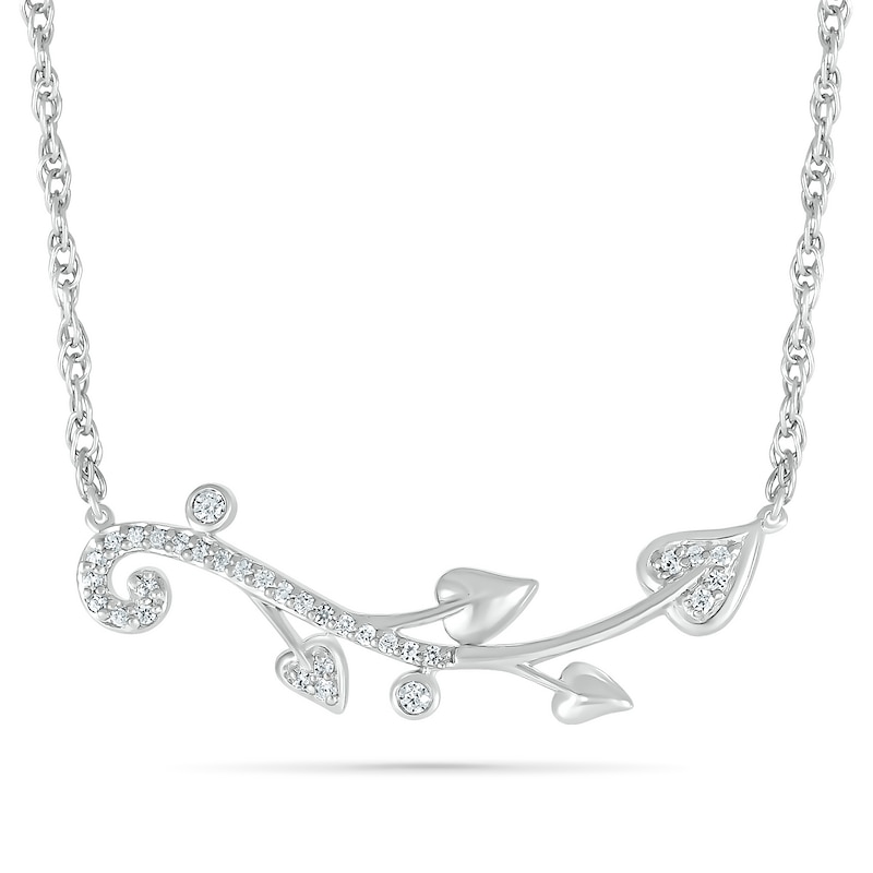 0.115 CT. T.W. Diamond Swirl Tree Branch Necklace in Sterling Silver