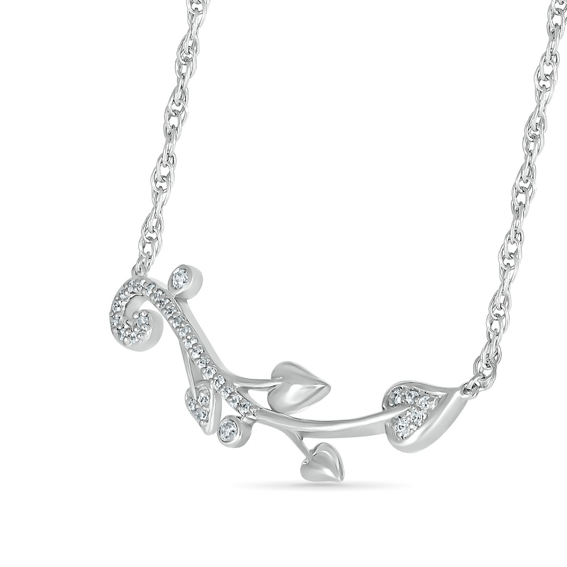 0.115 CT. T.W. Diamond Swirl Tree Branch Necklace in Sterling Silver|Peoples Jewellers