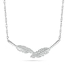 Thumbnail Image 0 of Diamond Accent Two Leaf Necklace in Sterling Silver