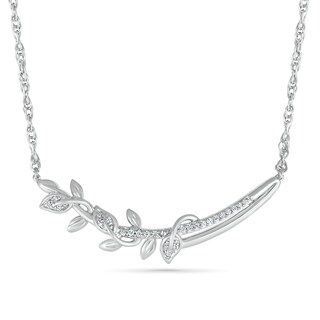 0.085 CT. T.W. Diamond Twisted Vine Branch Necklace in Sterling Silver