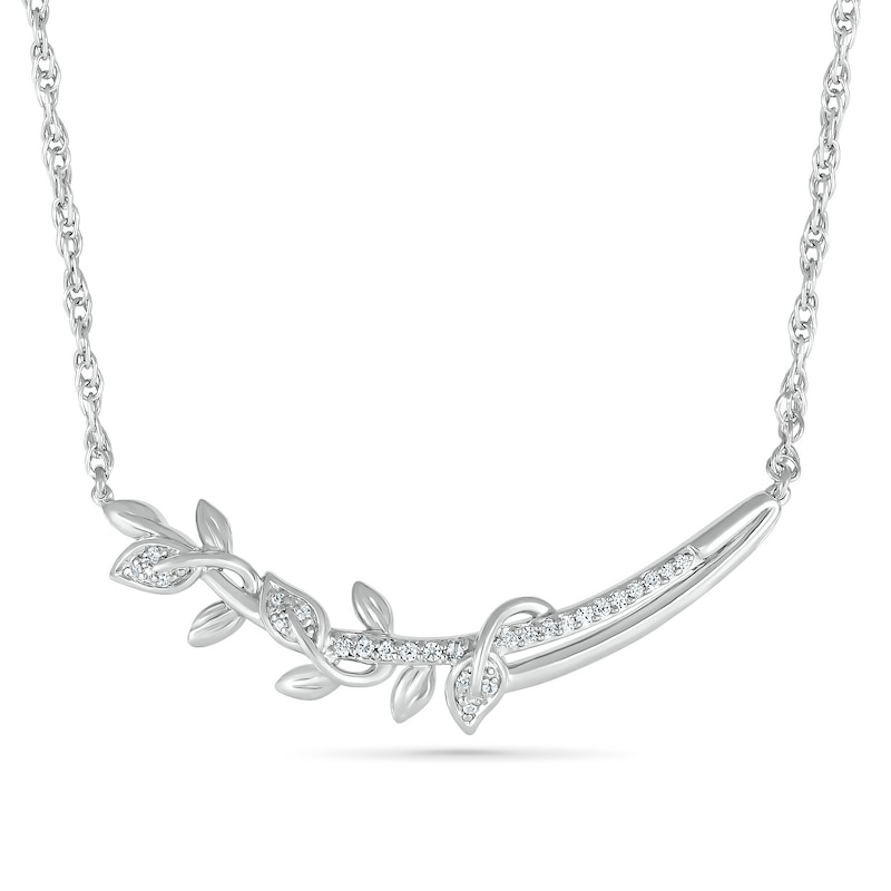 0.085 CT. T.W. Diamond Twisted Vine Branch Necklace in Sterling Silver|Peoples Jewellers