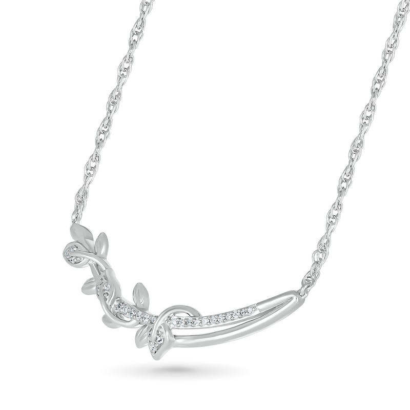 0.085 CT. T.W. Diamond Twisted Vine Branch Necklace in Sterling Silver