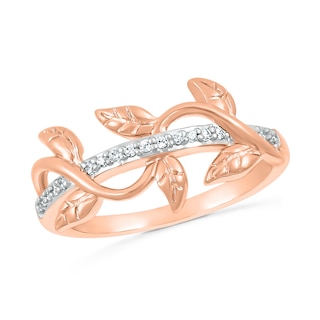 0.086 CT. T.W. Diamond Twist Vine Ring in Sterling Silver with 14K Rose Gold Plate