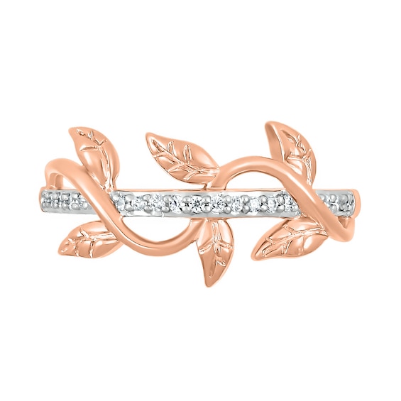 0.086 CT. T.W. Diamond Twist Vine Ring in Sterling Silver with 14K Rose Gold Plate