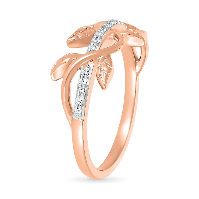 0.086 CT. T.W. Diamond Twist Vine Ring in Sterling Silver with 14K Rose Gold Plate|Peoples Jewellers