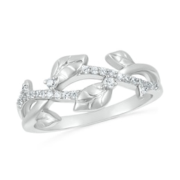 0.145 CT. T.W. Diamond Twist Leaf Ring in Sterling Silver